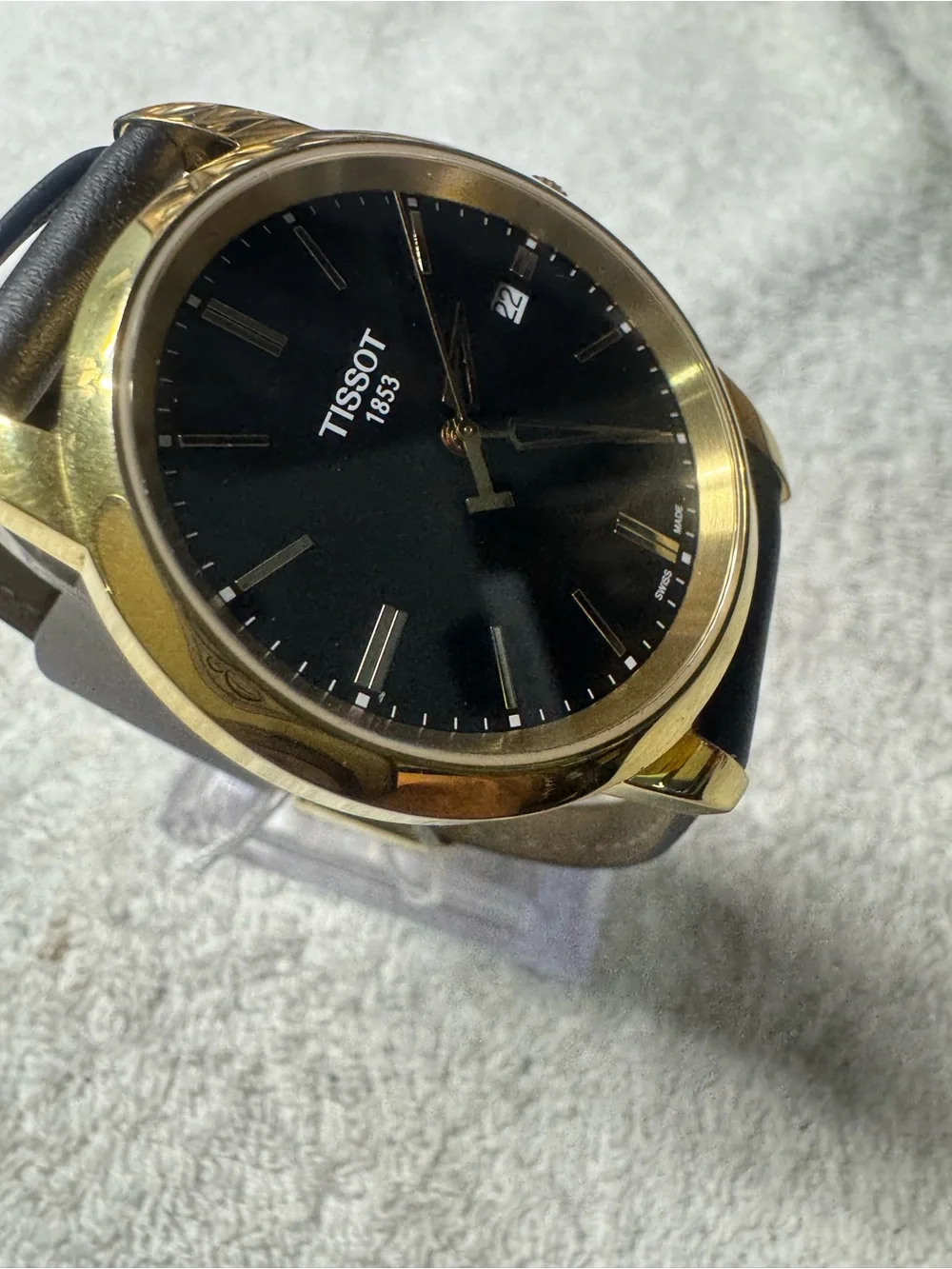 Tissot Black Dial Gold-Tone Case Men's Watch